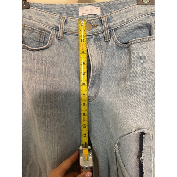 Oak + Fort Distressed Jeans Ripped Knee Light Wash Denim M/M - Picture 5 of 7
